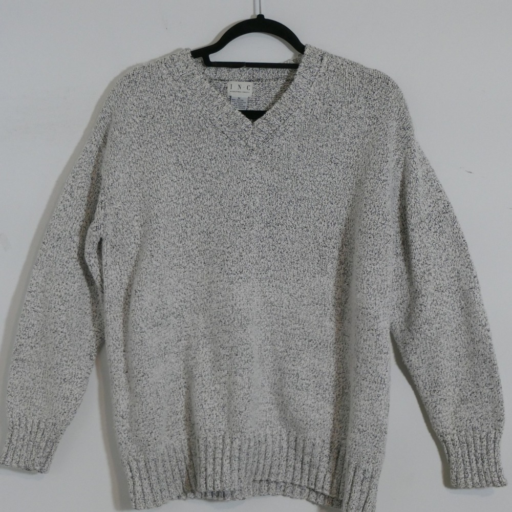 INC International Concepts Womens Sweater M Gray Marled Knit Clean Girl Normcore